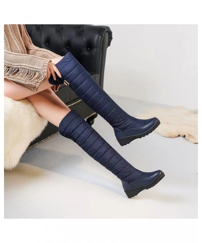 Women's Winter Knee High Tall Waterproof Snow Boots Fur Lined Fashion Wide Calf Arctic Snow Boot Warm Tall Boots Blue $28.58 ...