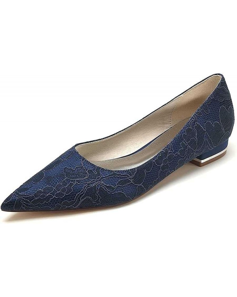 Womens Lace Bridal Flat Shoes Ballet Flats Lace Wedding Shoes Dress Party Shoes Dark Blue 42 $38.47 Flats