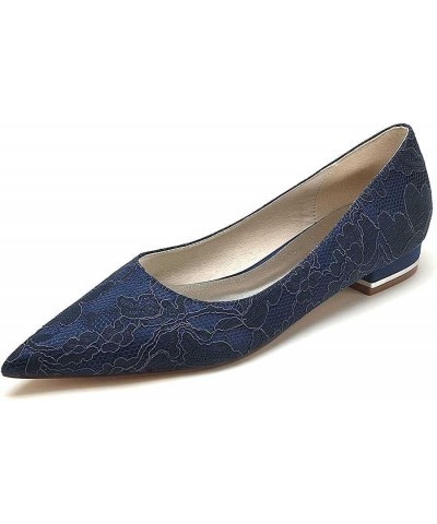 Womens Lace Bridal Flat Shoes Ballet Flats Lace Wedding Shoes Dress Party Shoes Dark Blue 42 $38.47 Flats