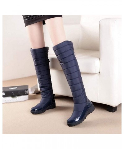 Women's Winter Knee High Tall Waterproof Snow Boots Fur Lined Fashion Wide Calf Arctic Snow Boot Warm Tall Boots Blue $28.58 ...