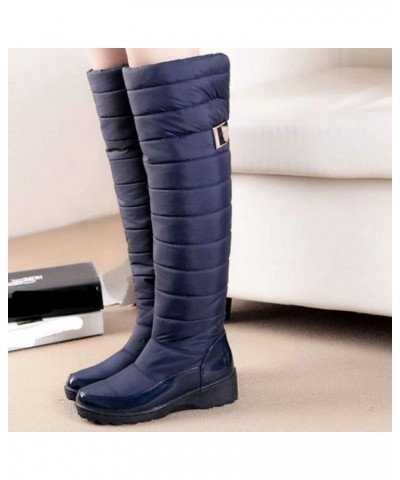 Women's Winter Knee High Tall Waterproof Snow Boots Fur Lined Fashion Wide Calf Arctic Snow Boot Warm Tall Boots Blue $28.58 ...