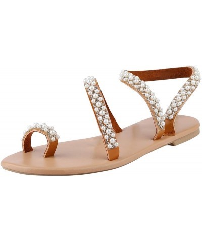 Women's Flat Sandals White Women Comfort Bohemian Rhinestone Casual Summer Beach Flip Flops For Womens Sandals8 White $8.97 S...