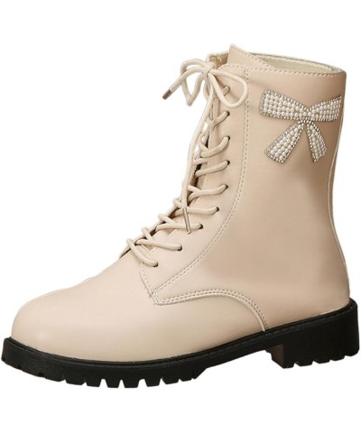 Women's Lug Sole Combat Ankle Bootie Lace up Low Chunky Block Boots Fashion Causal Shoes Mid-calf Chukka Combat Chunky J32-be...