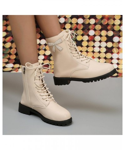 Women's Lug Sole Combat Ankle Bootie Lace up Low Chunky Block Boots Fashion Causal Shoes Mid-calf Chukka Combat Chunky J32-be...