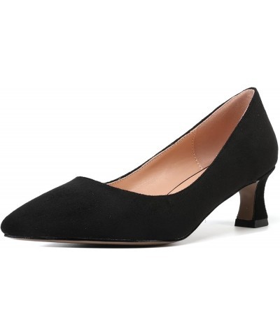 Womens Dress Evening Patent Slip On Pointed Toe Kitten Low Heel Pumps Shoes 2 Inch Black Suede $31.36 Pumps