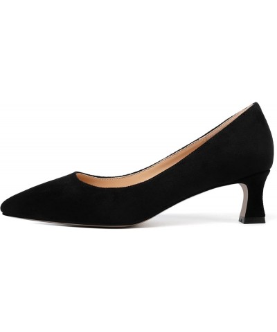 Womens Dress Evening Patent Slip On Pointed Toe Kitten Low Heel Pumps Shoes 2 Inch Black Suede $31.36 Pumps