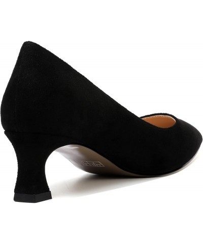 Womens Dress Evening Patent Slip On Pointed Toe Kitten Low Heel Pumps Shoes 2 Inch Black Suede $31.36 Pumps