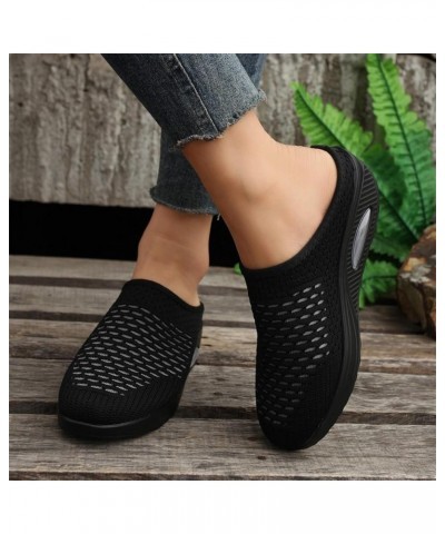 Womens Running Shoes Ladies Slip on Walking Tennis Sneakers Flat Soft Sole Classic Comfort for Gym Travel Work Clip K30-black...