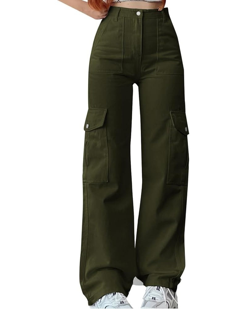 Pant Beach Women's Wear Multi Waist Three Pocket Trousers Waist Cargo Pants Casual Pants Casual Wear Pants for Green $13.27 O...