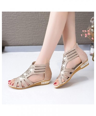 Sandals Women Dressy Summer,Womens Fashion Closed Toe Wedge Beach Sandals Ankle Strap Casual Walkling Shoes Z33-beige $19.58 ...