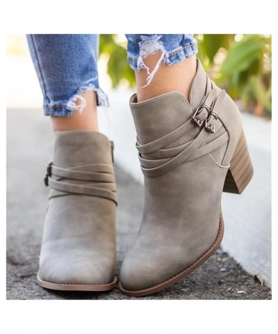 Ankle Boots Women Autumn Winter Short Boots with Buckle Elegant Chelsea Ankle Boots with Block Heel Leisure PU Leather Bootie...