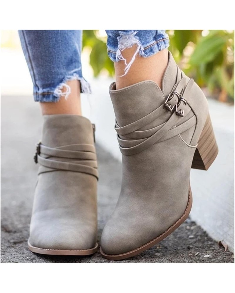 Ankle Boots Women Autumn Winter Short Boots with Buckle Elegant Chelsea Ankle Boots with Block Heel Leisure PU Leather Bootie...