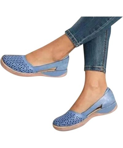 Womens Comfy Plantar Fasciitis Anti Slip Flat Mules Sandal Crossbands Thong Summer Slingback Shoes Sandals 133-ibzwp-skyblue-...