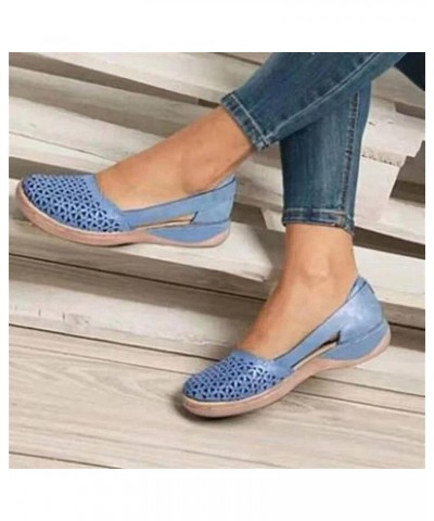 Womens Comfy Plantar Fasciitis Anti Slip Flat Mules Sandal Crossbands Thong Summer Slingback Shoes Sandals 133-ibzwp-skyblue-...