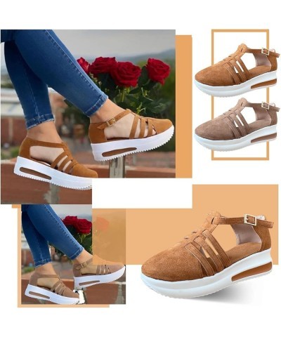 Sandals Women Dressy Summer Sandals Wedge Womens Sandals Closed Toe Slip On Platform Sandals Casual Espadrille Shoes Z5-brown...