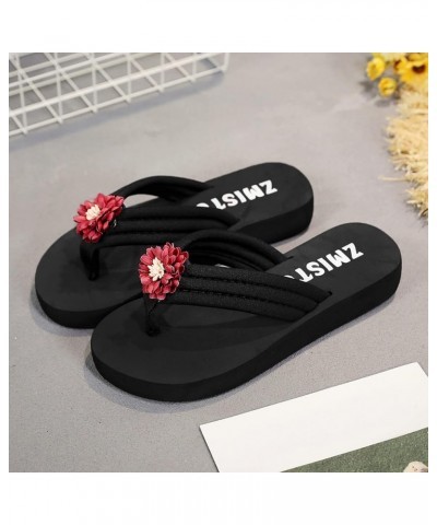 Women Wedge Sandals Wedge Slip on Sandal low heels for women wedge slippersopen toe platform heels Red $11.11 Sandals