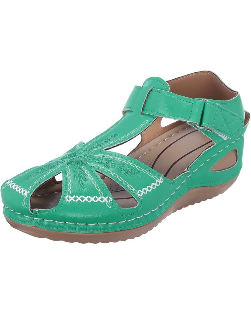 Sandals Dress Flats For Women Flip Flops Women Slides For Women Platform Wedge Xt High Heeled Sandals For Women Dressy Green-...