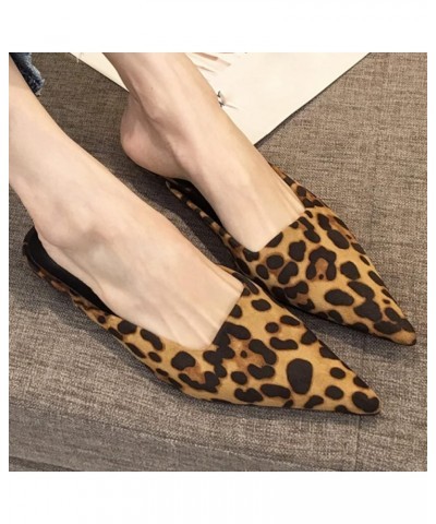 Womens Mules Casual Suede Leather Comfort Slip-Ons Walking Pointed Toe Leopard Low Heel Slingback Mule Shoes for Indoor/Outdo...