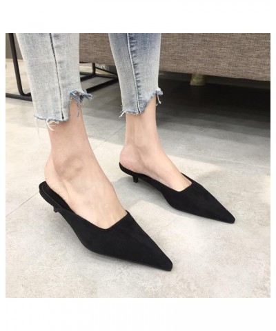 Womens Mules Casual Suede Leather Comfort Slip-Ons Walking Pointed Toe Leopard Low Heel Slingback Mule Shoes for Indoor/Outdo...