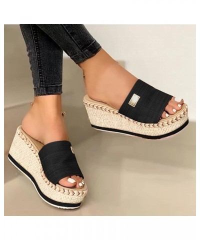 Platform Sandals Women Sandals Women Fashion Platform Casual Summer High Heels Open Toe Espadrilles Sandals Shoes Black $9.11...