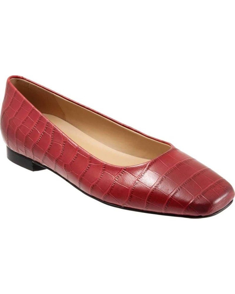 Women's Flats Red Croco $44.40 Loafers & Slip-Ons