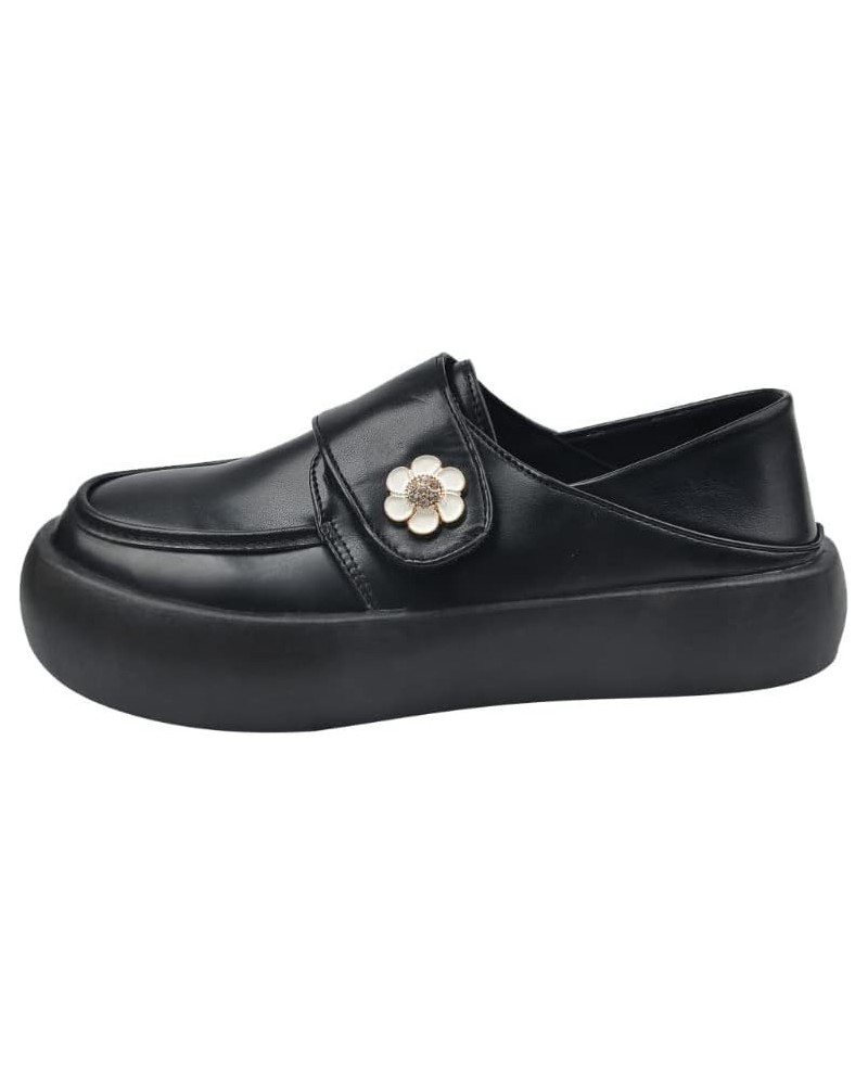 Female Round Toe Flat Rubber Non-Slip Outsole Comfortable Small White Shoes (6,Black) $15.12 Flats