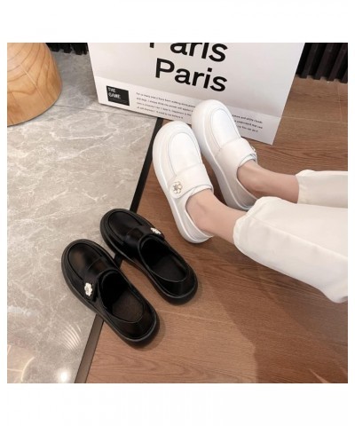 Female Round Toe Flat Rubber Non-Slip Outsole Comfortable Small White Shoes (6,Black) $15.12 Flats