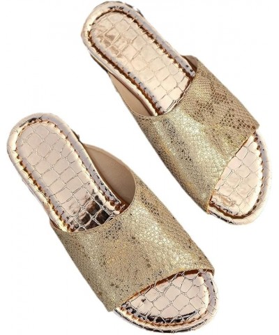 Sandalias verano mujer zapatos planos pajarita lentejuelas fondo diamantes imitación Boca pescado zapatos sandalias Z-79 Gold...