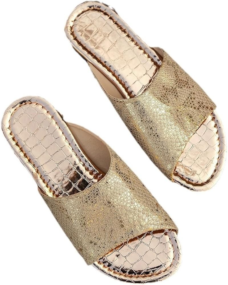 Sandalias verano mujer zapatos planos pajarita lentejuelas fondo diamantes imitación Boca pescado zapatos sandalias Z-79 Gold...