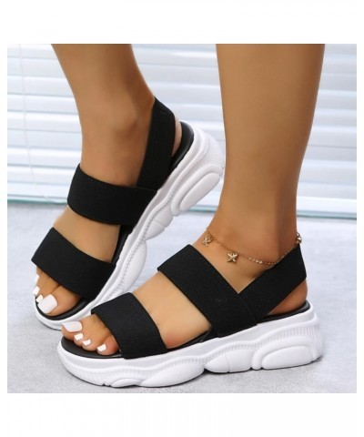 Platform Heels For Women Wedges Heels Bootie Dressy Platform Women Sandals For Women Heeled Sandals Size 11 W G-black $10.44 ...