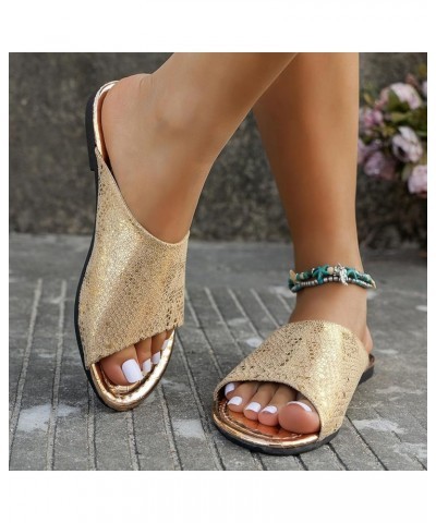 Sandalias verano mujer zapatos planos pajarita lentejuelas fondo diamantes imitación Boca pescado zapatos sandalias Z-79 Gold...