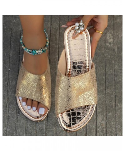 Sandalias verano mujer zapatos planos pajarita lentejuelas fondo diamantes imitación Boca pescado zapatos sandalias Z-79 Gold...