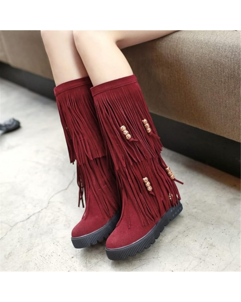 Winter Boots Ladies Fashion Double Quality Beads Boots Long Street Riding Boots Flat Non-Slip Snow Boot Suede Slip Boots Wome...