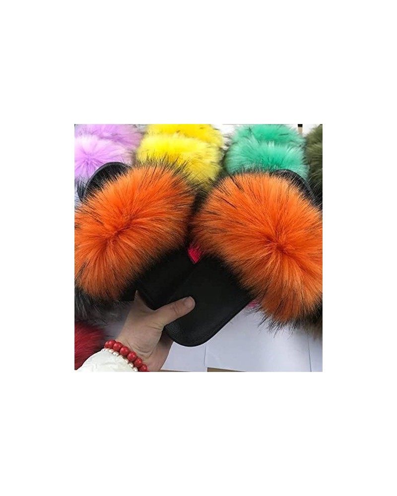 Slipper Cotton Furry Slippers Ladies House Shoes Cute Plush Faux Fluffy Sandals Women's Fur Slides Winter Warm Home Slippers ...