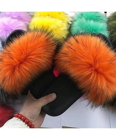 Slipper Cotton Furry Slippers Ladies House Shoes Cute Plush Faux Fluffy Sandals Women's Fur Slides Winter Warm Home Slippers ...