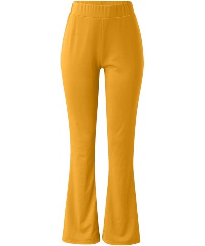 Womens Casual Summer Solid Elastic High Waist Slim Pants Yoga Sports Horn Casual Pants Running Sports Pants Yellow $11.40 Out...