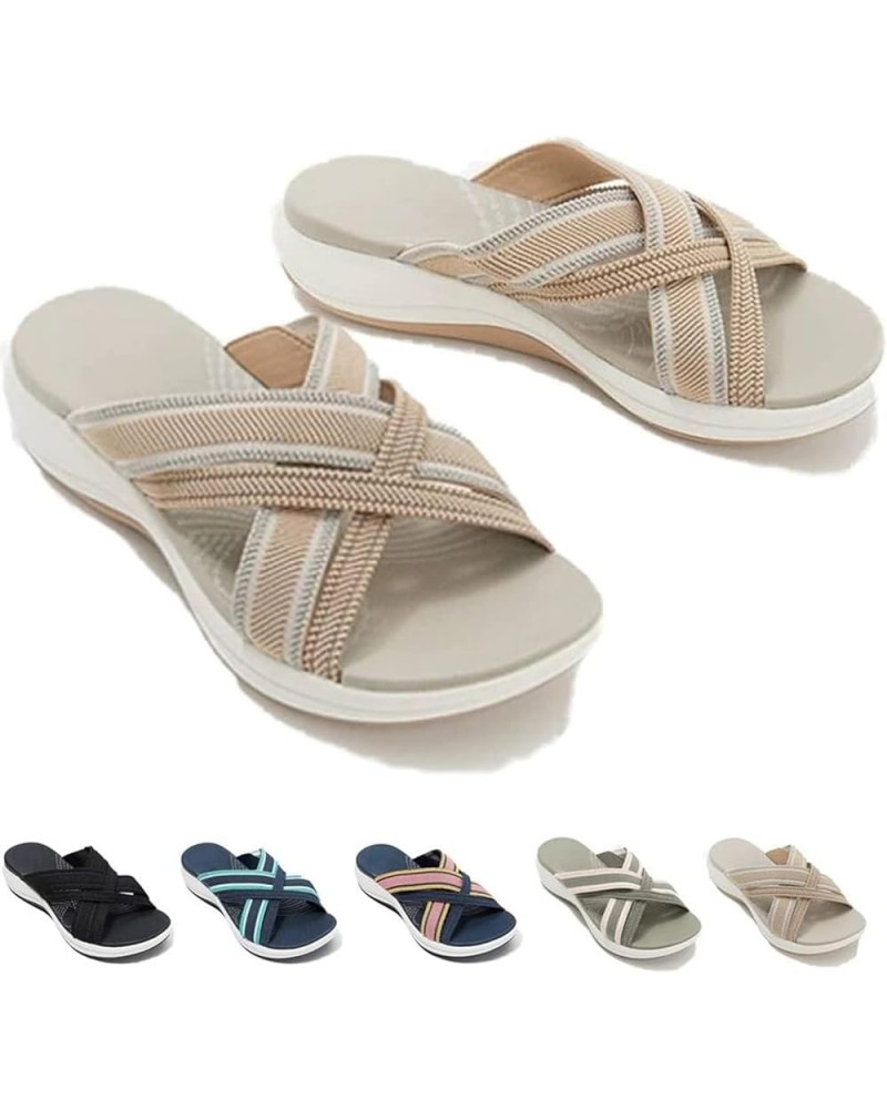 Heccie Orthopedic Sandals for Women, Damping Sole Upgradation Stretch Lightweight Orthopedic Sandals Beige $11.03 Sandals