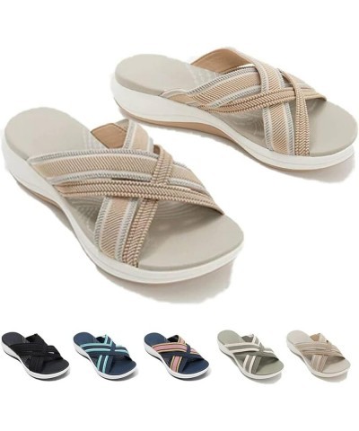 Heccie Orthopedic Sandals for Women, Damping Sole Upgradation Stretch Lightweight Orthopedic Sandals Beige $11.03 Sandals