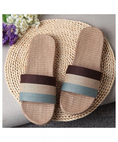 Flax Tatami Slippers No-Slip Indoor Slippers Open Toe Men Flax Home Slippers Indoor Floor Shoes Cross Belt Silent Sweat-Absor...