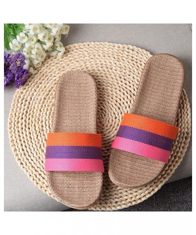 Flax Tatami Slippers No-Slip Indoor Slippers Open Toe Men Flax Home Slippers Indoor Floor Shoes Cross Belt Silent Sweat-Absor...