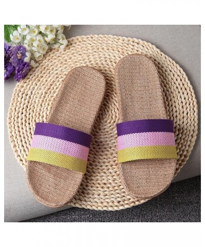 Flax Tatami Slippers No-Slip Indoor Slippers Open Toe Men Flax Home Slippers Indoor Floor Shoes Cross Belt Silent Sweat-Absor...