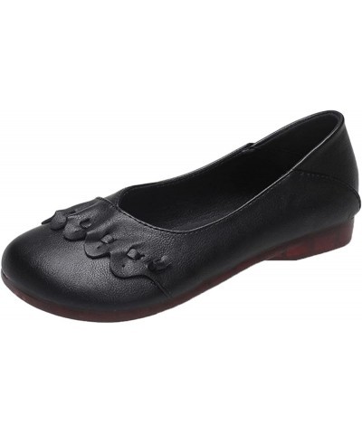 Fashion Womens Breathable Lace Up Shoes Flats Casual Shoes Women's Wide Flat Shoes Gift for Women Z 14-black $18.34 Fashion S...