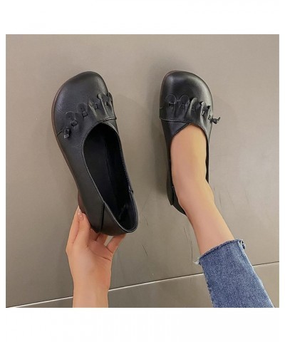 Fashion Womens Breathable Lace Up Shoes Flats Casual Shoes Women's Wide Flat Shoes Gift for Women Z 14-black $18.34 Fashion S...