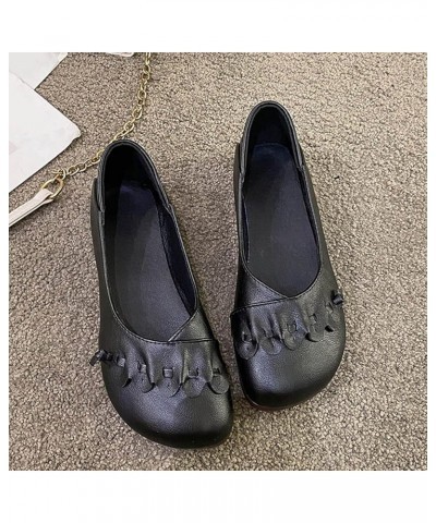 Fashion Womens Breathable Lace Up Shoes Flats Casual Shoes Women's Wide Flat Shoes Gift for Women Z 14-black $18.34 Fashion S...