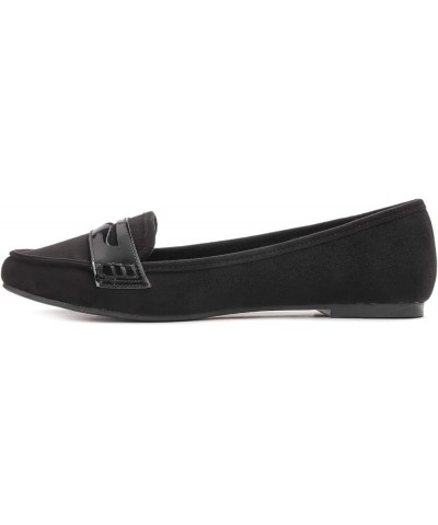 Women's Penny Loafer Round Toe Casual Flat Shoes Faux Suede Black Penny $16.23 Loafers & Slip-Ons