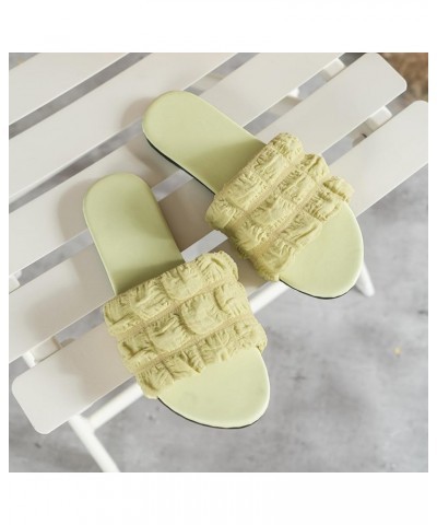 Women's Flat Sandals Ladies Summer Simple Solid Colour Round Head Outside Wear Flat Bottom Anti Slip Beach Large Yellow $14.5...