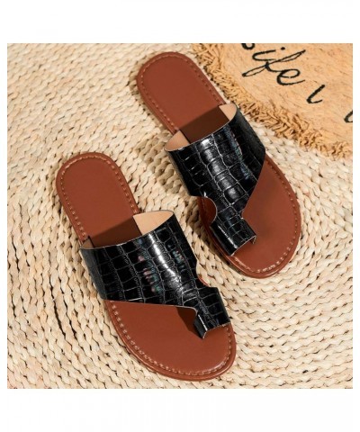 Ladies Summer Fashion Breathable Set Toe Flat Round Head Large Size Beach Outing Sandals Sandals for Women Wedge Heels Black ...