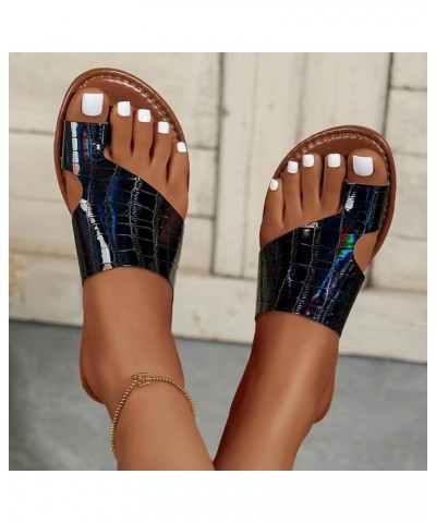 Ladies Summer Fashion Breathable Set Toe Flat Round Head Large Size Beach Outing Sandals Sandals for Women Wedge Heels Black ...