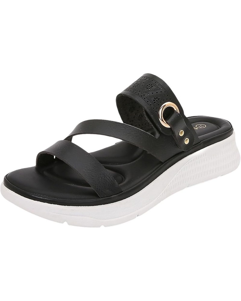 Slippers for Women Solid Color Open Toe Soft Thick Soled Sandals Women with Arch Support Summer Casual Flip Flops X1 Black $1...