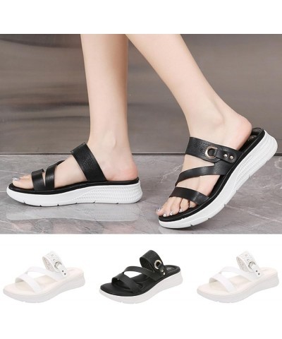 Slippers for Women Solid Color Open Toe Soft Thick Soled Sandals Women with Arch Support Summer Casual Flip Flops X1 Black $1...